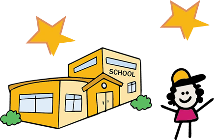 drawing of Girl in front of school